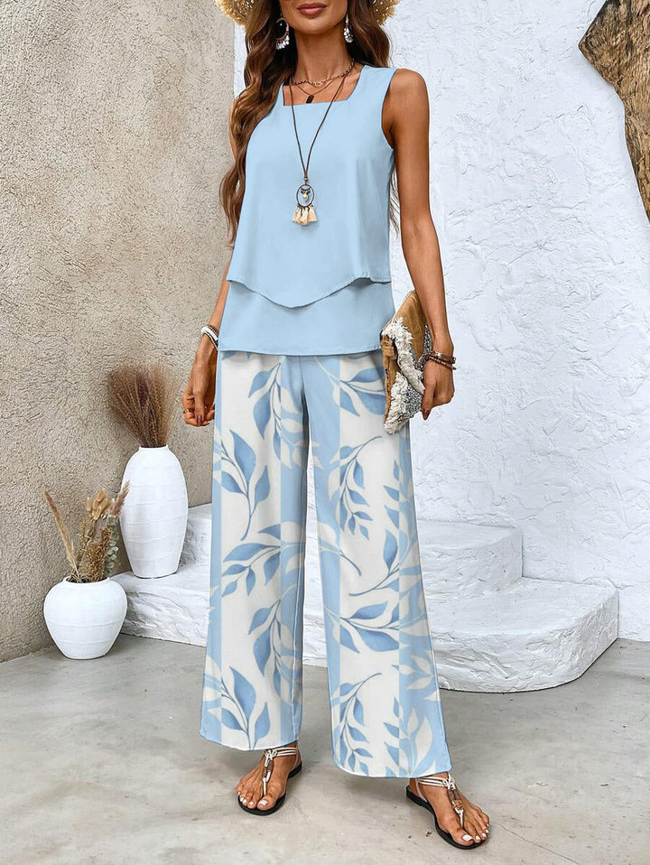 Juliette™ Elegant Two-Piece Set | Flowing Blouse and Wide-Leg Trousers