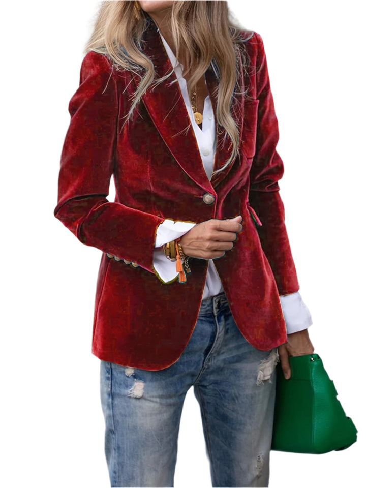Dames Blazer van Fluweel met Gouden Knopen