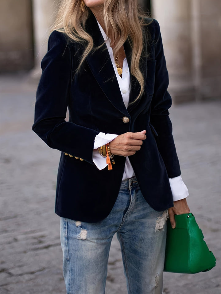 Dames Blazer van Fluweel met Gouden Knopen
