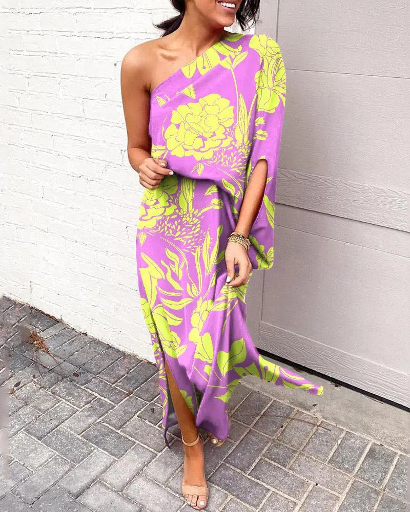 Lilian - One-Shoulder Floral Maxi Dress