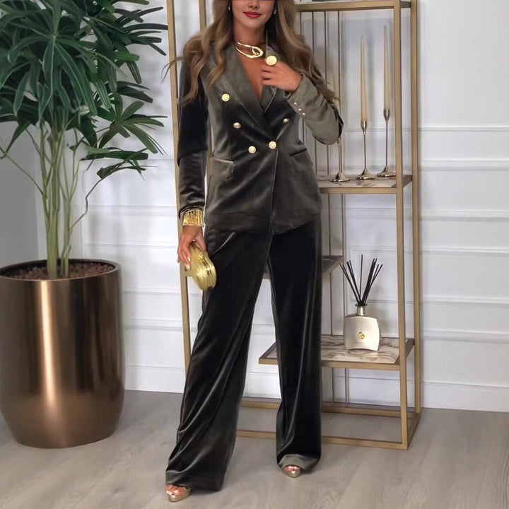 Cristie™ Elegant Suede Set | Tailored Two-Piece Suit