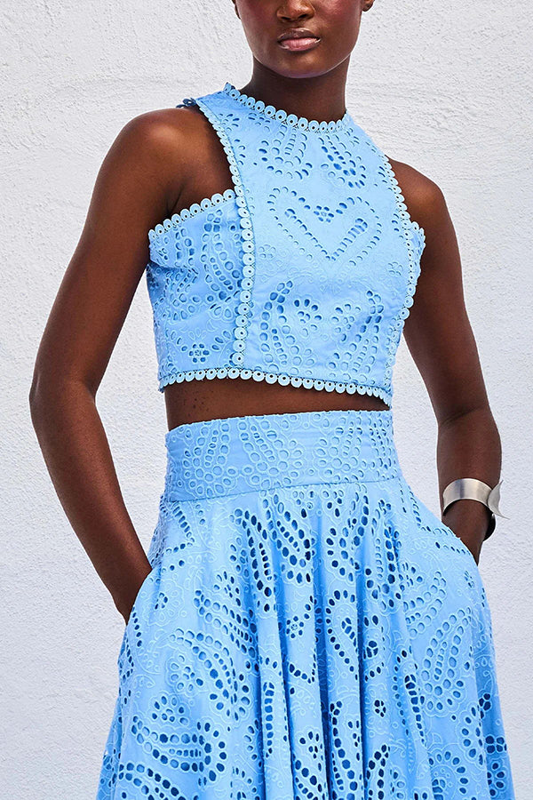 Larissa™ Embroidered Top & High-Waist Maxi Skirt Set | Elegant Two Piece Outfit