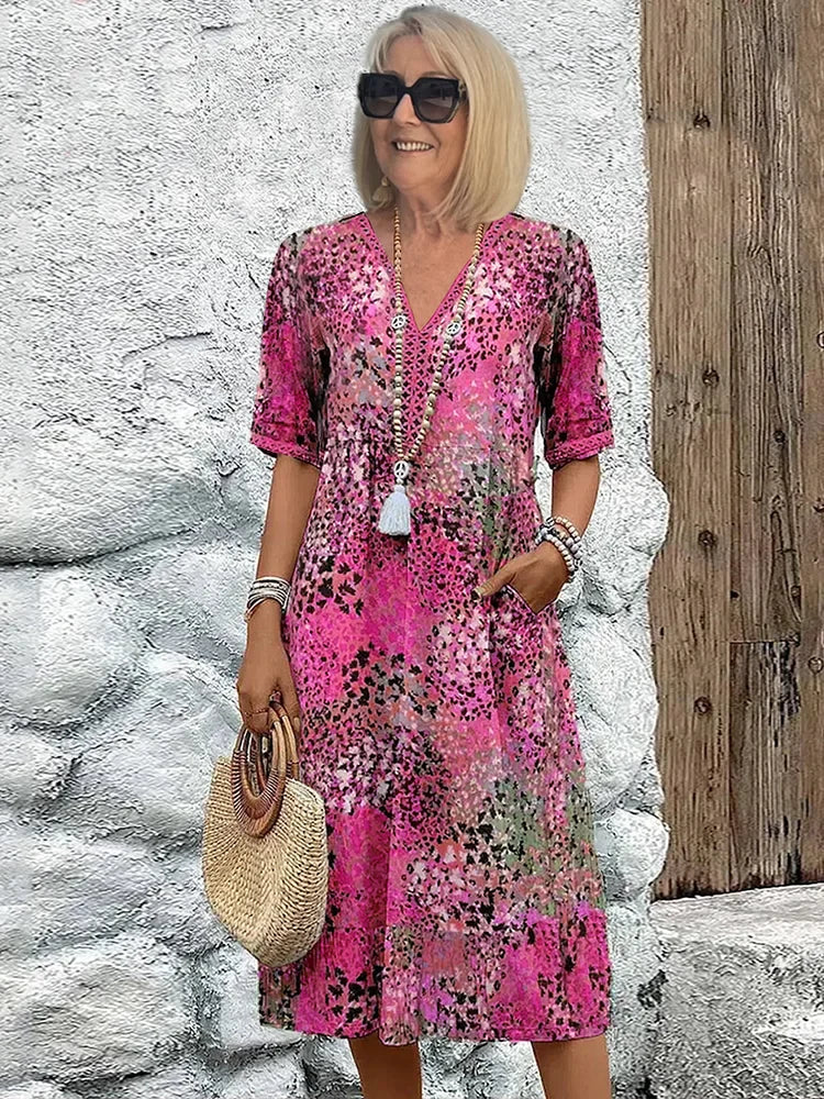 Rose - Vibrant Mid Length Dress