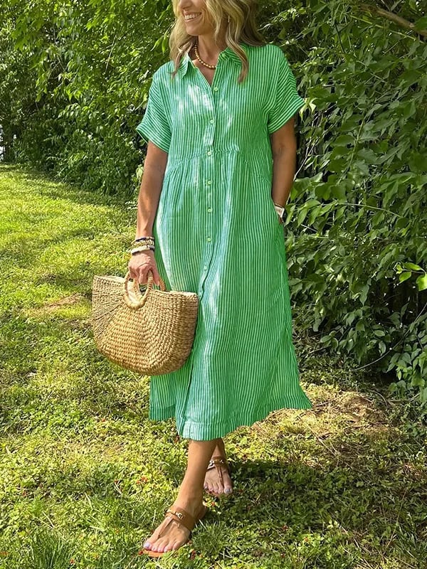 Vanessa - Striped Button-Up Dress
