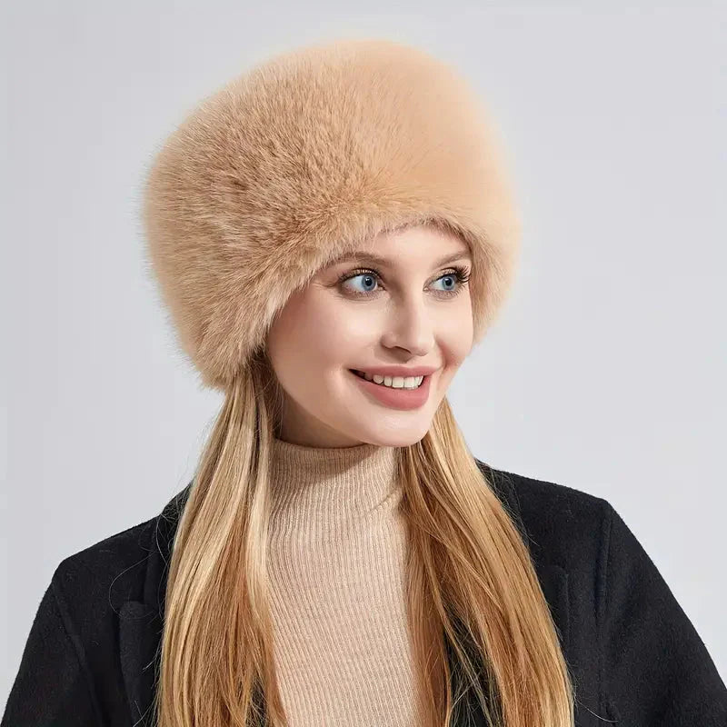 “Fluffy Faux Fur Bucket Hat – Soft Winter Fashion Hat for Women”